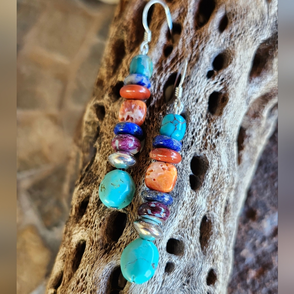 Sterling Silver Artisan Made Gemstone Earrings - image 5